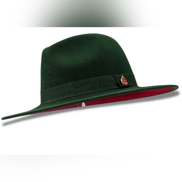 MEN'S MONTIQUE HUNTER 100% WOOL FELT 3 1/8" BRIM RED BOTTOM FEDORA HAT. H80 - Picture 1 of 4